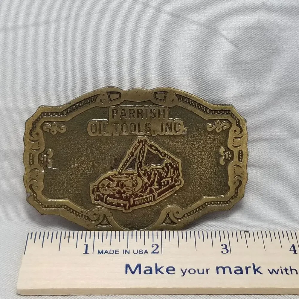 Vintage Belt Buckle Parrish Oil Tools Inc ELKEIS‎ 13 Made By Hit Line USA